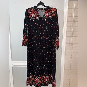 Elegant Floral Long Sleeve Dress